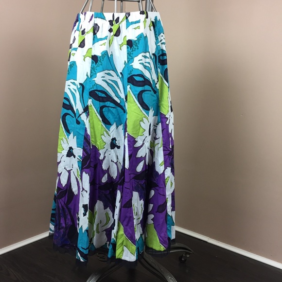 Peter Nygard blue and green maxi skirt - Picture 1 of 4